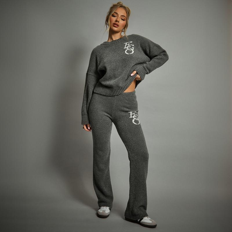 Mid Waist Ego Graphic Straight Leg Trousers 3