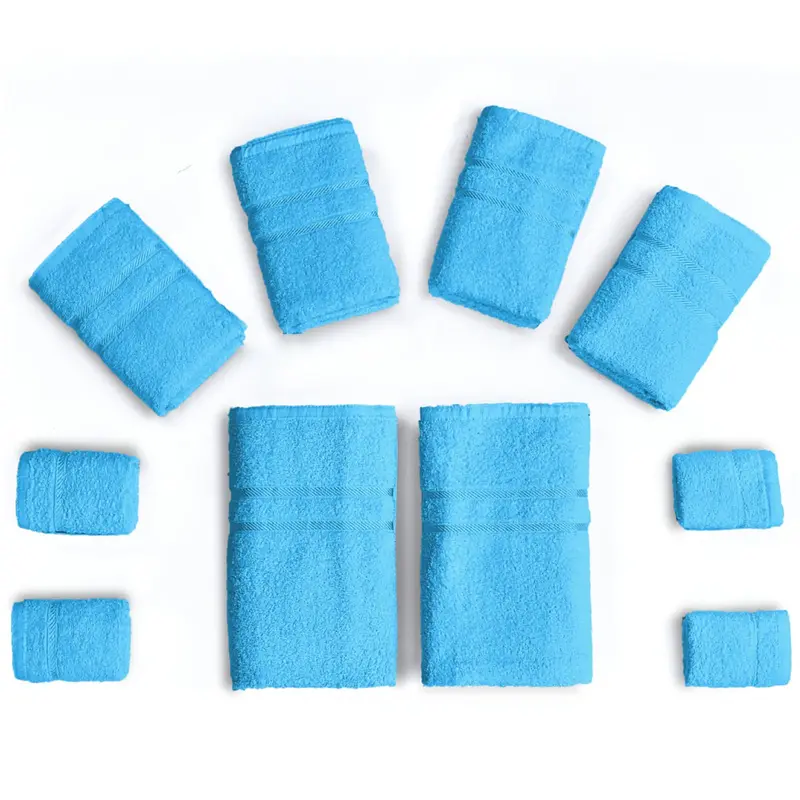 10 Piece Egyptian Cotton Towel Set - 2 Bath Towels (70cm x 120cm), 4 Hand Towels (50cm x 80cm), and 4 Face Towels (30cm x 30cm) - 500 GSM 2