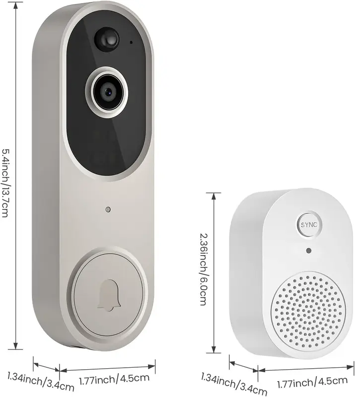 1080p Smart Wireless Video Doorbell Camera, Chime Ringer Included, AI Human Detection, 2.4G WiFi, Night Vision, Cloud Storage, 2-Way Audio, Live View, Battery Powered. 4