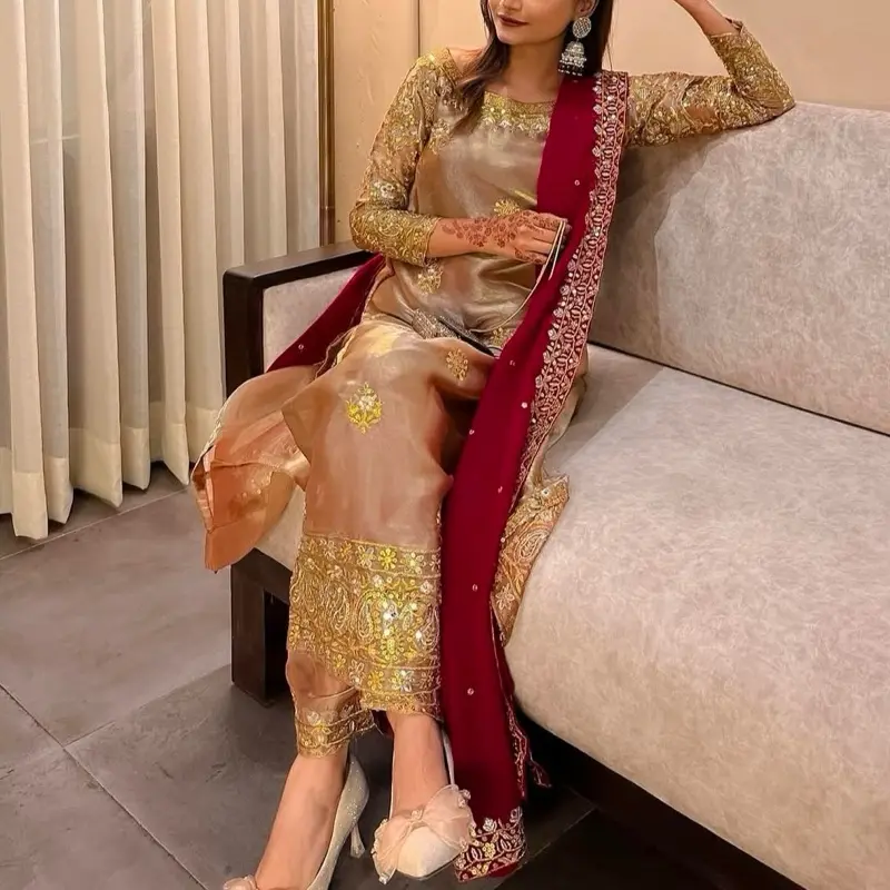 3-Piece Salwar Kameez Readymade Collection | Fancy Kurti with Embroidery, Bottom & Dupatta for Party, Wedding, Eid & Festive Occasions Traditional Womenswear south Asian Comfort Clothing dresses mehndi dress indian pakistaniclothes pakistani Silk suit sti