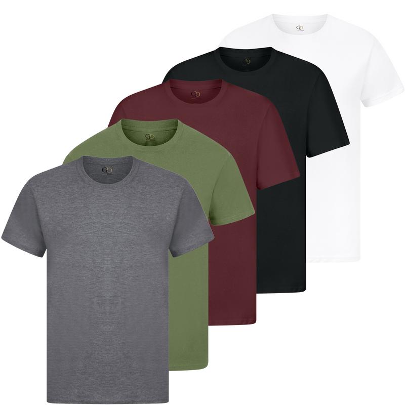 5 Pack Mens T Shirts 100% Cotton Plain Short Sleeve Tee T-Shirt Tops Bulk Menswear Set 6