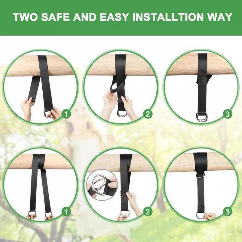Product Introduction of Swing Hammock Tree Hanging Straps Kit with Hooks and Carabiner for Garden Swing Fittings 3