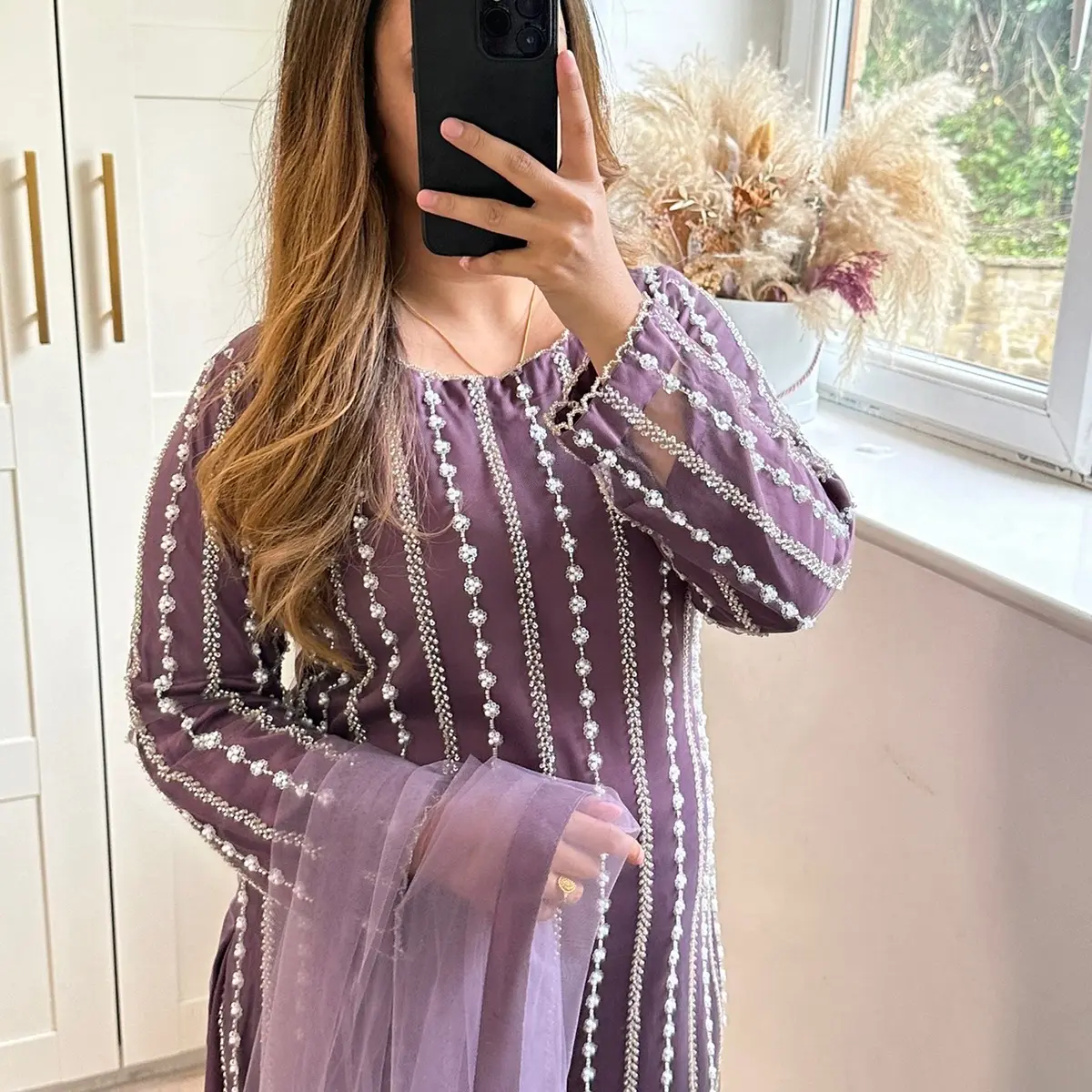 Violet Cutdana Net  Casual Dresses party Pakistani Dress