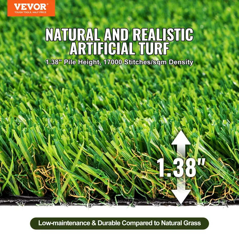VEVOR Artifical Grass, 0.9 x 1.5 m Rug Green Turf, 35mm Fake Door Mat Outdoor Patio Lawn Decoration, Easy to Clean with Drainage Holes, Perfect For Multi-Purpose Home Indoor Entryway Scraper Dog Mats 1