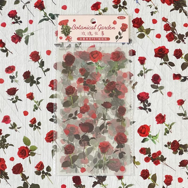 Floral PET Stickers | 6-Sheet Pack | For Journaling or Scrapbooking 3