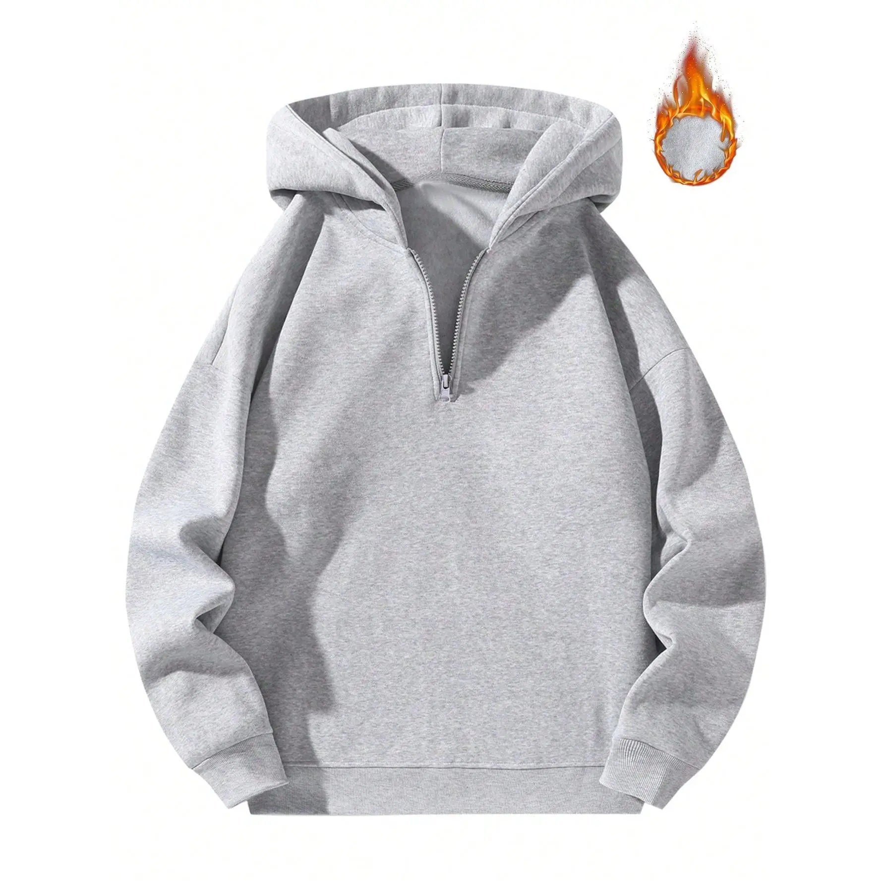Men's Solid Color Half Zipper Sports Hoodie Gym Clothes Men