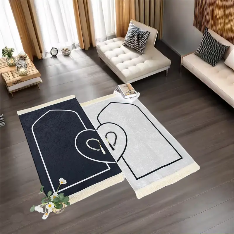 2 Prayer Mat Set with Heart Design Prayer Mat for Couple Muslim Wedding Gift Islamic Prayer Rug Love Shape Prayer Blanket 7