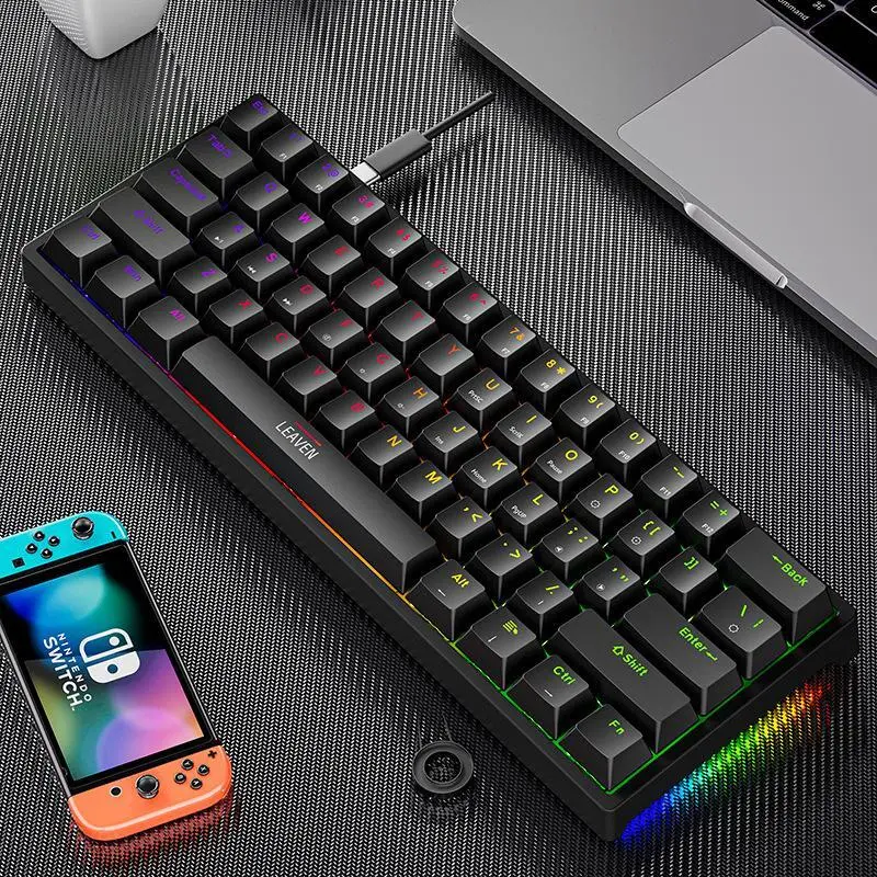 【Free shipping】Mechanical keyboard,Gaming keyboard electronic sports wired mechanical keyboard TYPE-C Hot swap RGB luminous green axis 0