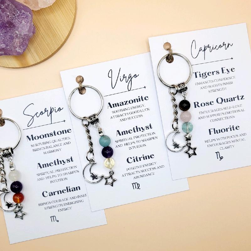 Sagittarius Gemstone Keyring, Zodiac Crystal Keychain 4