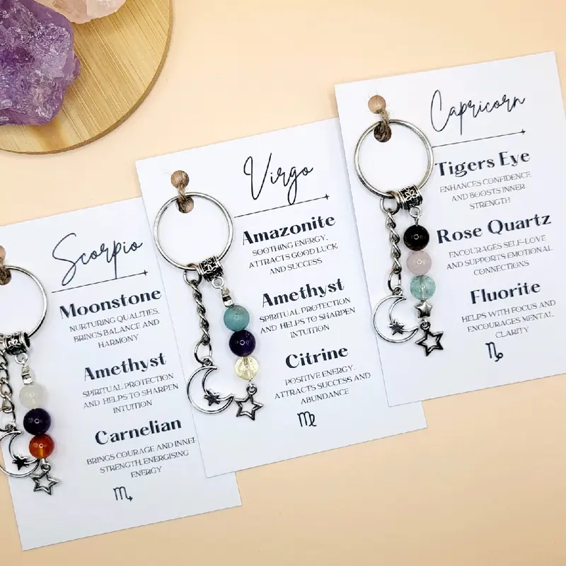 Sagittarius Gemstone Keyring, Zodiac Crystal Keychain 4