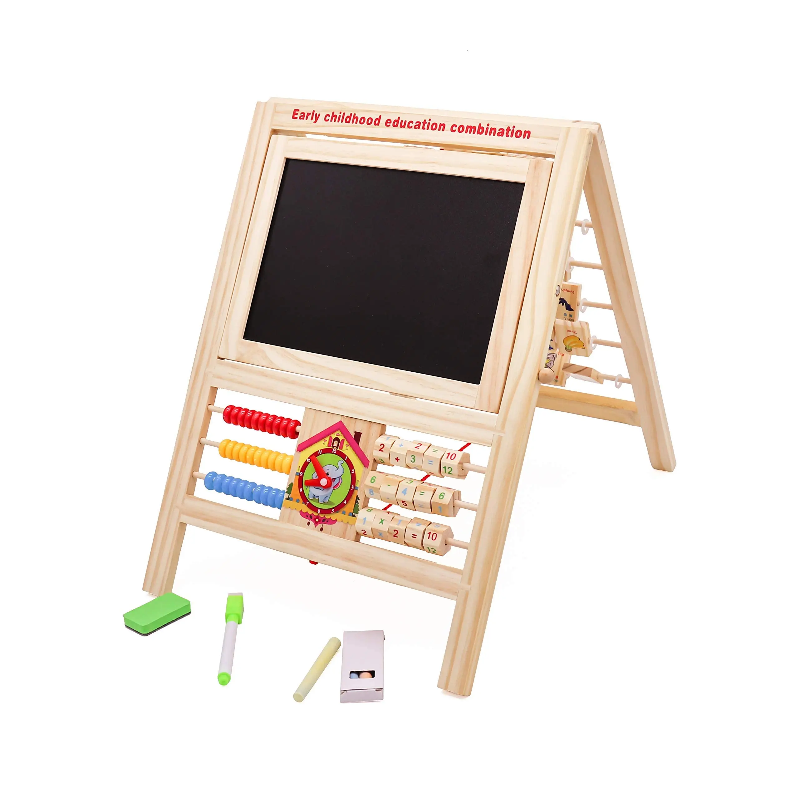 HYGRAD® 7 in 1 Kids Educational Easel Blackboard Multi-Activity Drawing Board Alphabet Numbers WhiteBoard