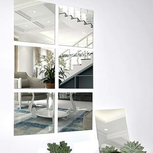 CROWNSHOP 6x Self Adhesive Square Glass Mirror Wall Tiles for Home - Art Deco Style bathroom  mirror