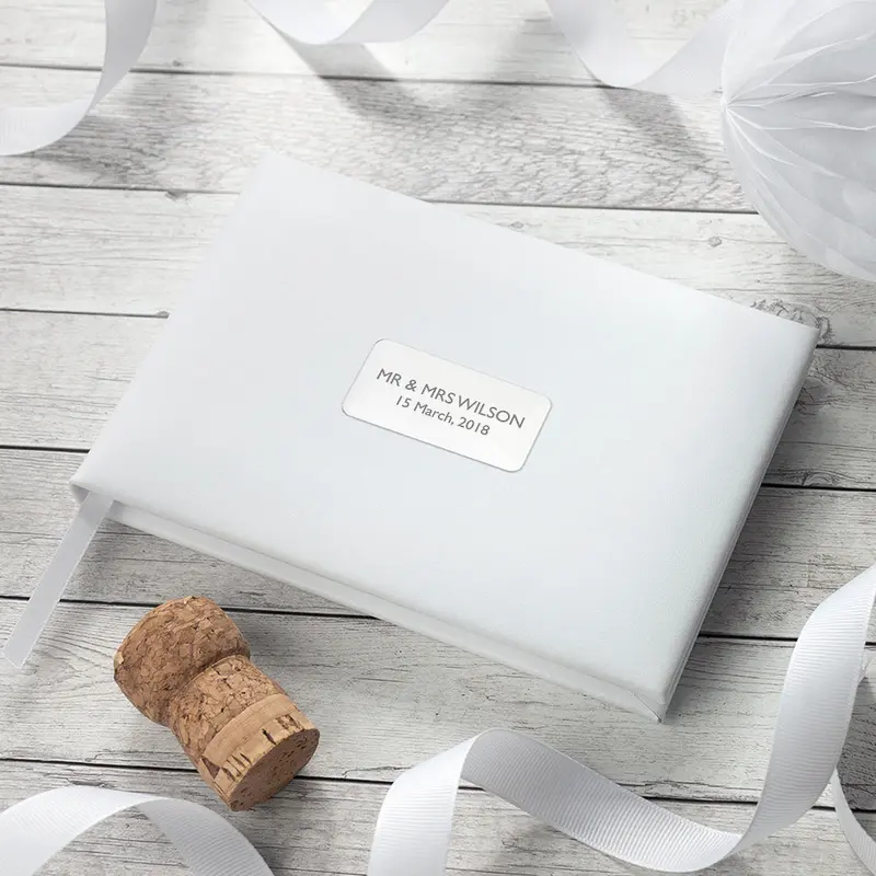 Personalised White Leather Wedding Guest Book 5