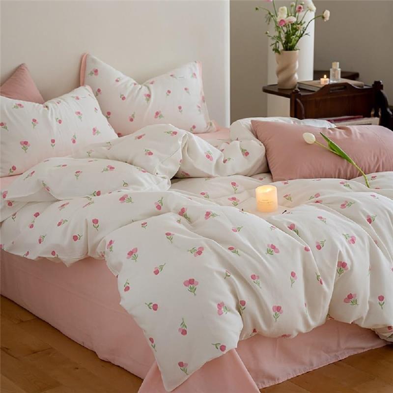 Double Duvet Cover Set Floral Bedding Modern Comforter Cover with Zipper Closure and 2 Pillowcases 6