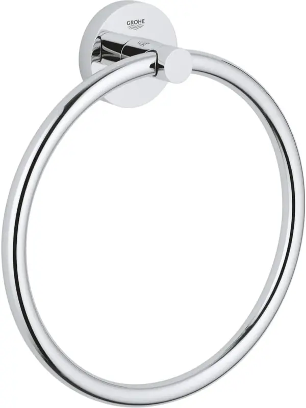 Essentials Towel Ring – Bathroom Towel Holder (Concealed Fastening, Including Screws and Dowels), Suitable for Gluing, Size 20 cm, Chrom 0