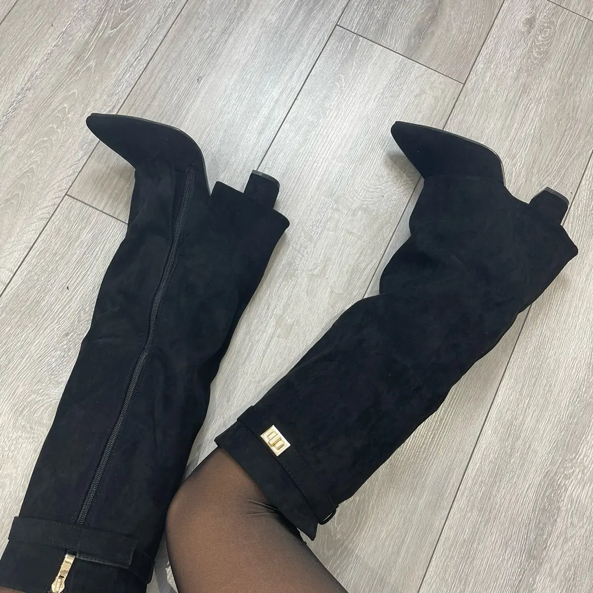 Knee High Lock Suede Boots - 2 COLOURS
