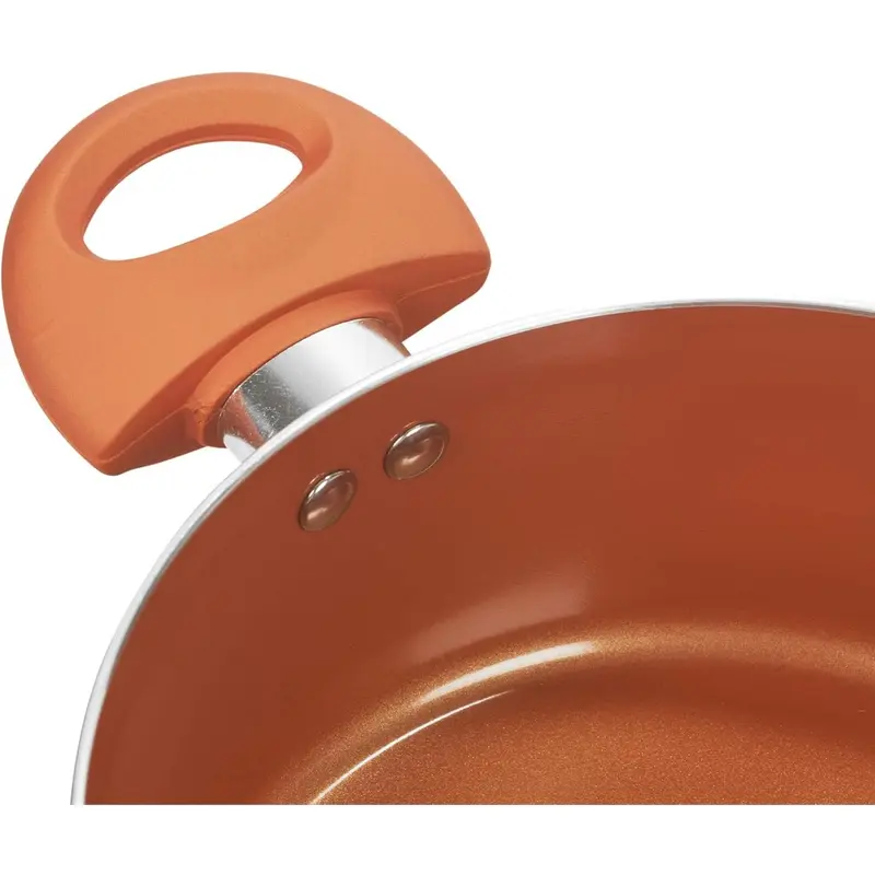 Ceramic Induction Casserole Dish Stockpot Pot Soup Stew Pan Glass Lid (Copper, 20cm + 24cm Set) Aluminium Cookware 3