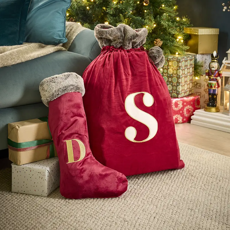 Luxury Christmas Sacks & Stockings with Monogrammed Letter 1