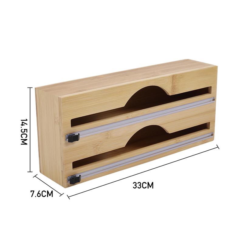 Product Introduction of AceHome 2/3-tier Bamboo Wrap Dispenser with Cutters Wall Mounted 4