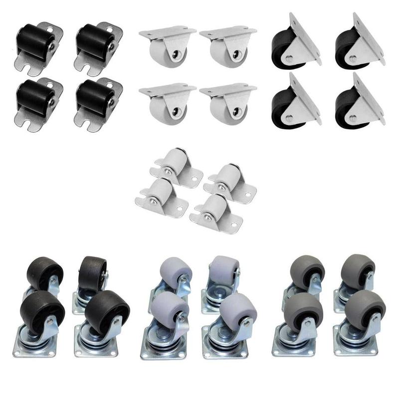 4 X Rubber/Pvc Castor Wheels Furniture Caste No-Scratch Heavy Duty Easy Install 1