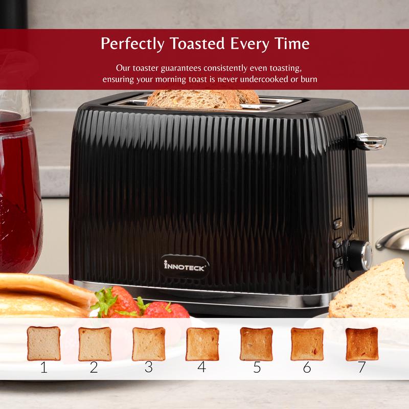 2 Slice Black Toaster - 7 Browning Controls, Defrost, Reheat & Cancel Settings - Making Toast Quickly & Evenly 6