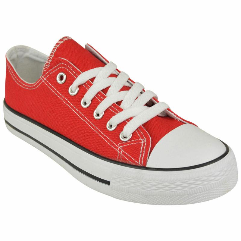 LADIES WOMENS FLAT GIRLS PLIMSOLLS PUMPS TRAINERS LACE UP CANVAS SHOES TRAINERS Footwear Walking Shoes 3