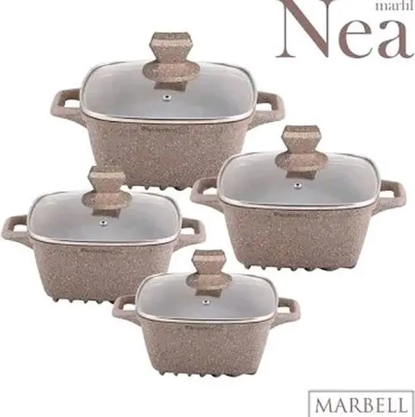 Nea Marbell Square Stockpot Set of 4 Marfil 4927 / 6904 (Big Parcel Rate)