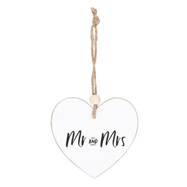 Mr and Mrs Hanging Heart Sentiment Sign