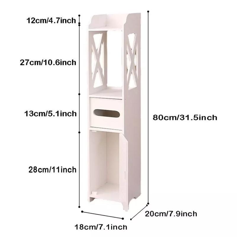 Waterproof Bathroom Storage Cabinet Free Standing Cabinet Organizer Unit White 2