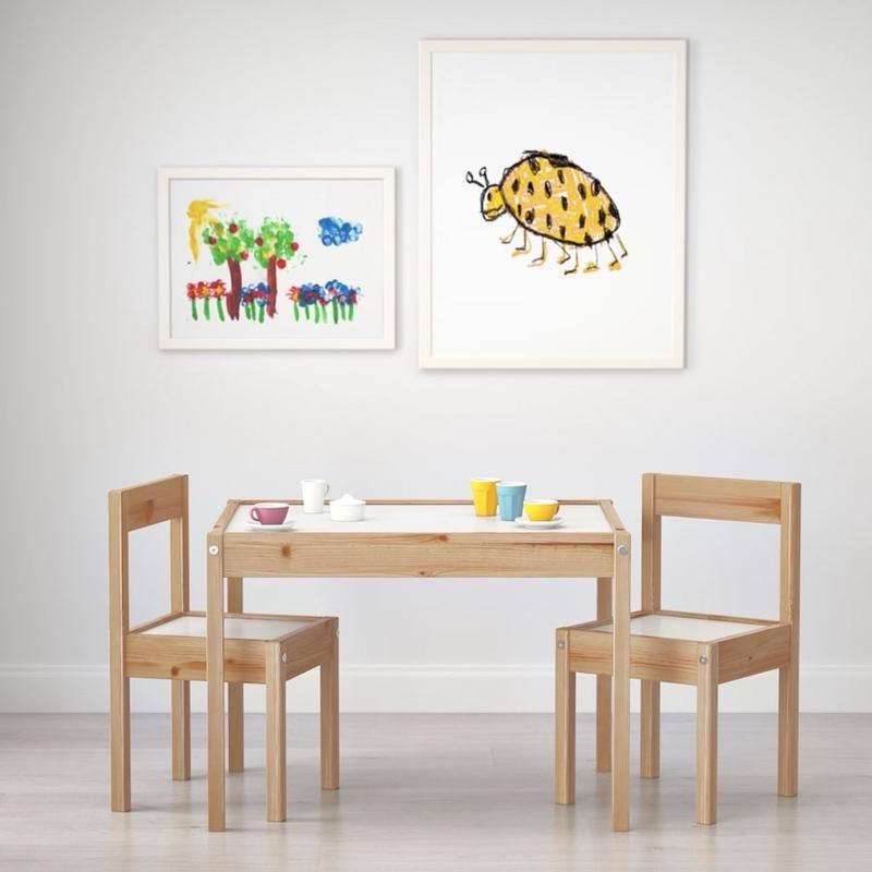 LÄTT Children's Study/Play Breakfast Table with 2 Chairs, White/Pine - Perfect for Kids' Meals and Playtime 2