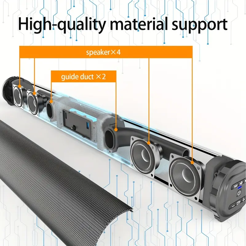 20W Panoramic Surround Sound Stereo Speaker with 4 Subwoofer Ducts, Home Theater Wireless Living Room Sound Barrage Supports USB, FM, Optic, AUX Audio Input, HIFI Sound Quality 3