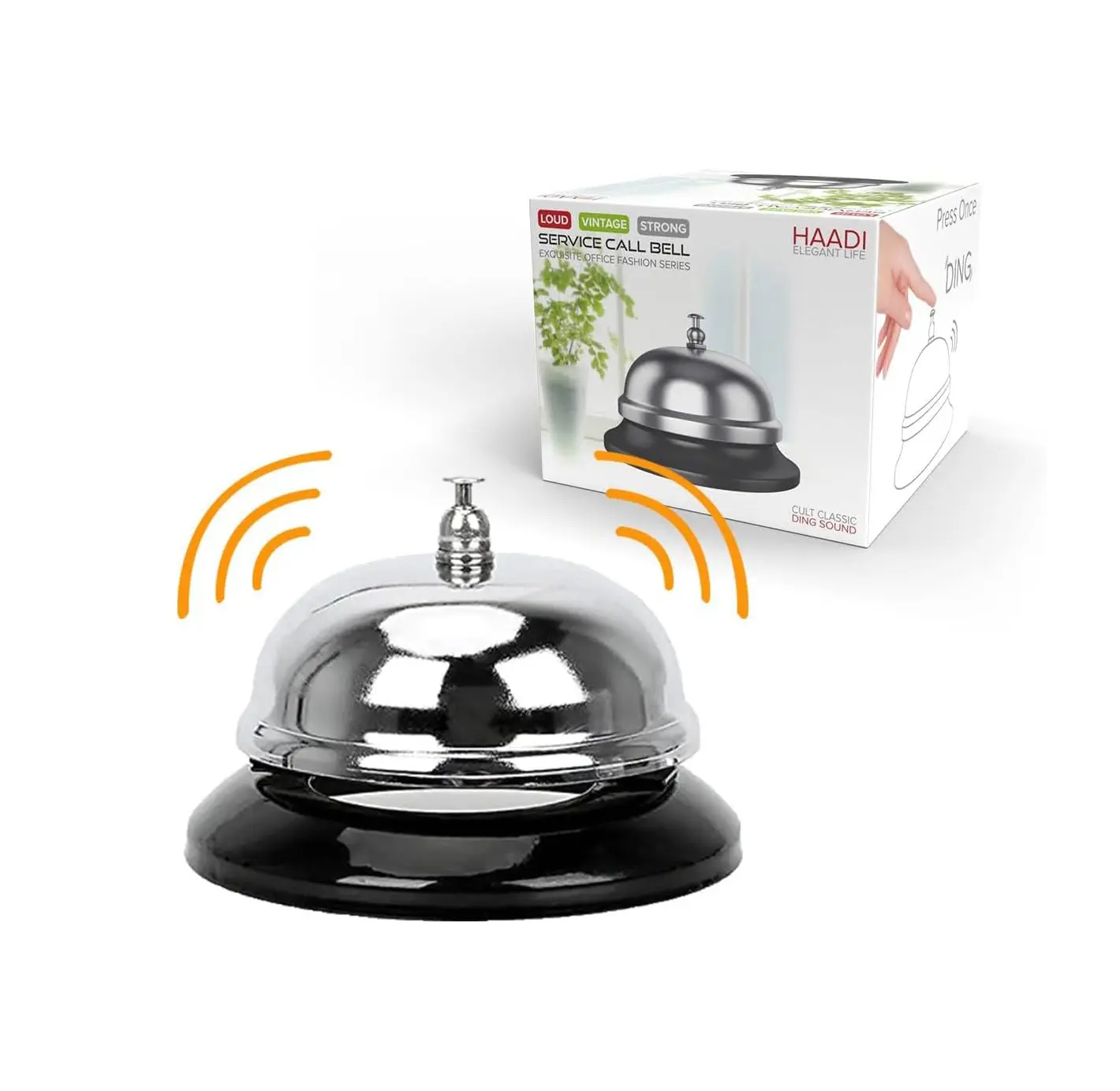 Reception Call Bell Stainless Steel Hand Held Desk Service Bell Attention Call Ringer Counter Bell for Hotels, Schools, Restaurants, Reception Areas