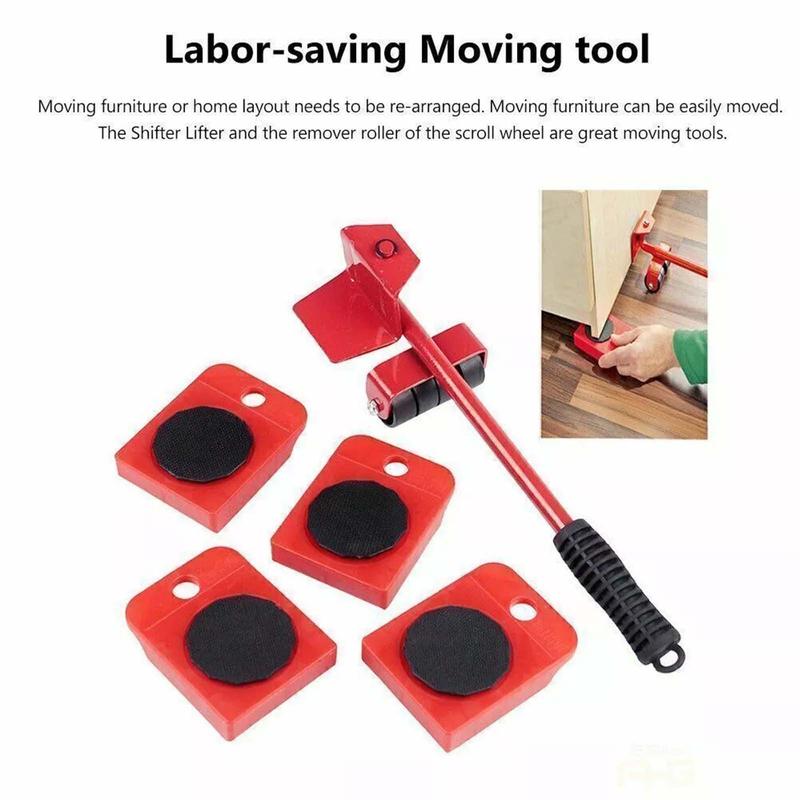 5 Pcs Heavy Duty Furniture Shifter Lifter Set Wheel Moving Removal Slider Mover 5