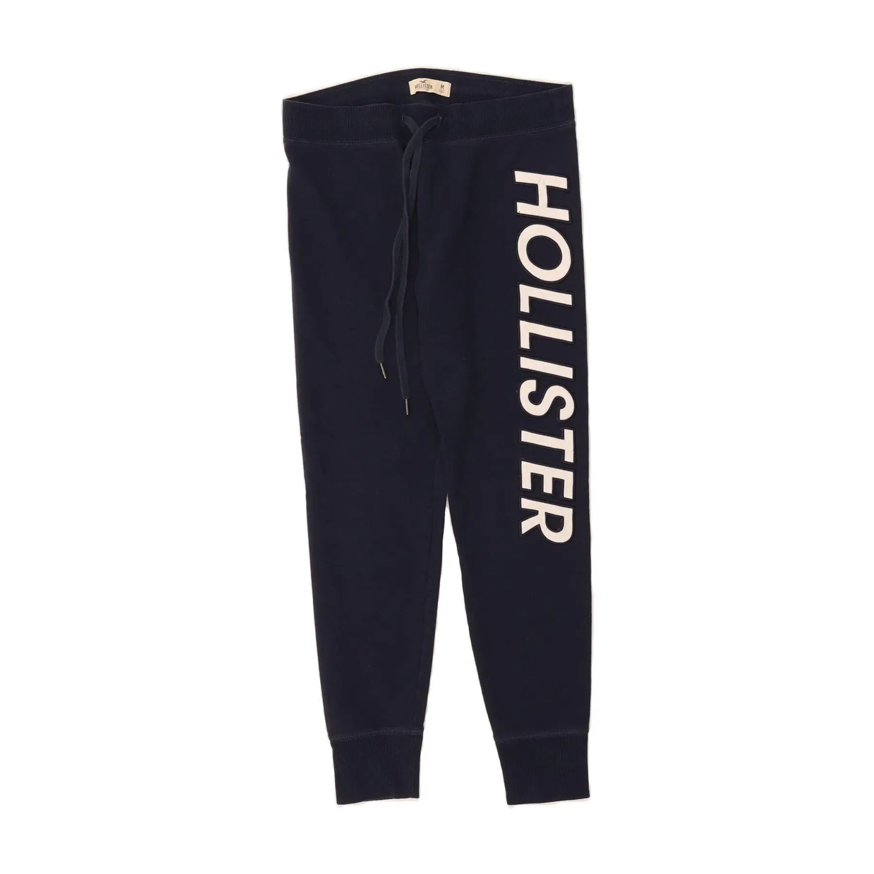 Pre-Owned Vintage HOLLISTER Womens Graphic Tracksuit Trousers Joggers UK 14 Medium Navy Blue