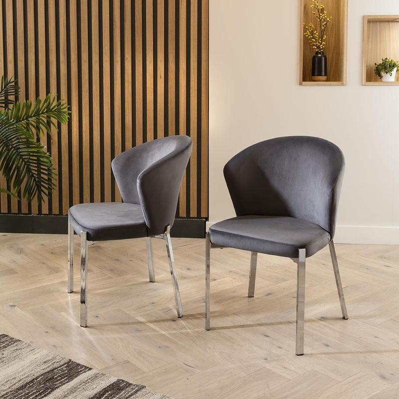 8 Seater Square Table & Velvet Chairs Dining Set Grey 4