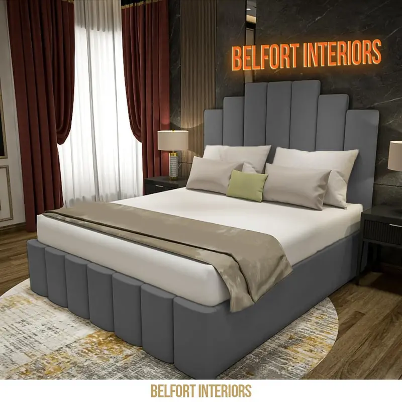 SKYLINE LUXURY OTTOMAN STORAGE PLUSH FABRIC BED FRAME- 3 colours 3