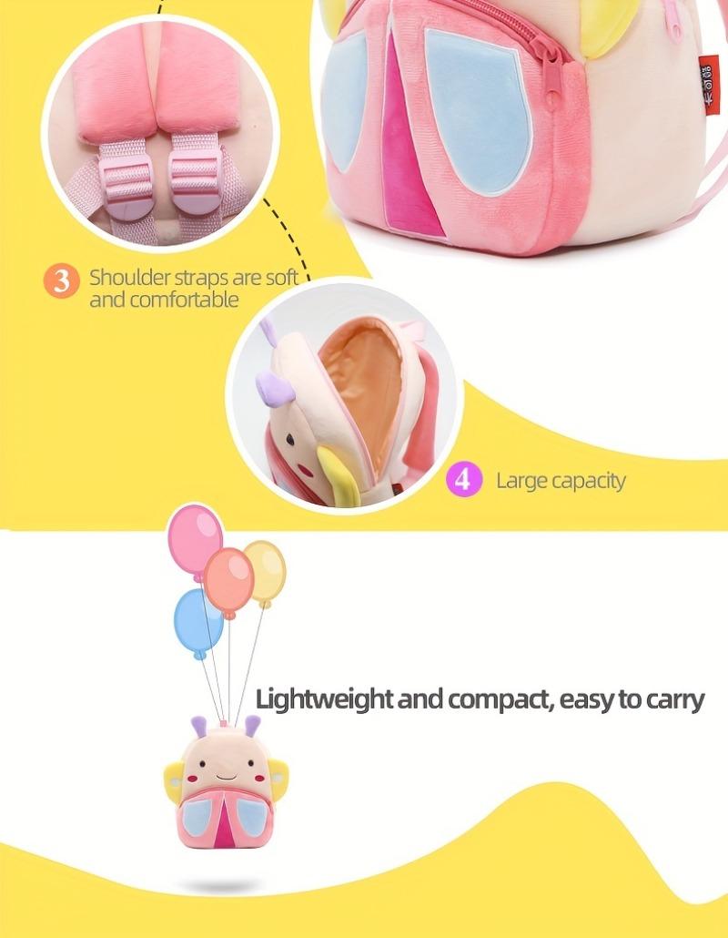 Product Introduction of 1pc Cute Children's Corduroy Backpack, Little Butterfly Design Plush Backpack 4