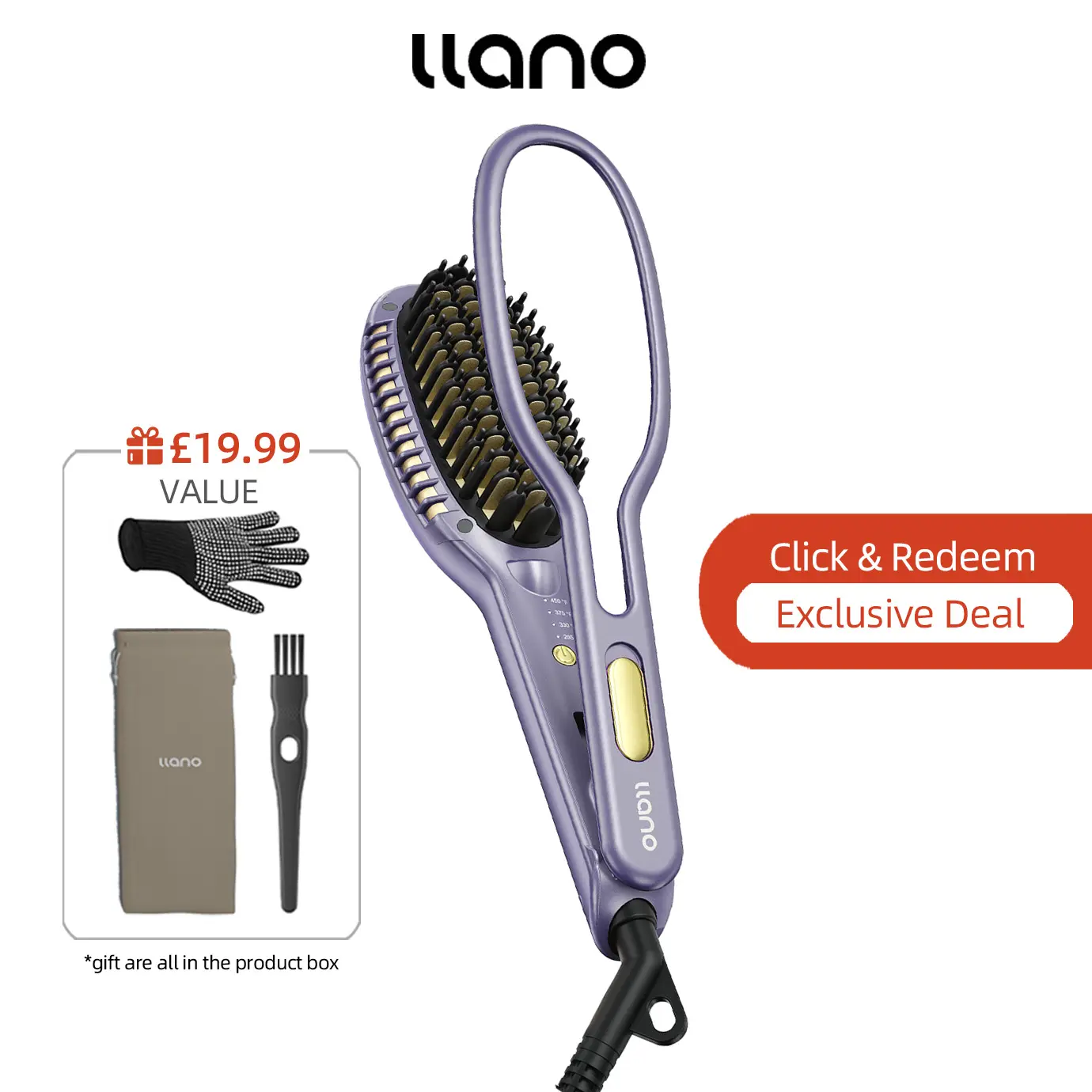 llano Hair Straightener Shine Therapy | Heat-Resistant Ceramic Design, Infused with Negative Ions | Promotes Hair's Natural Shine | Professional Results | 90% More Shine