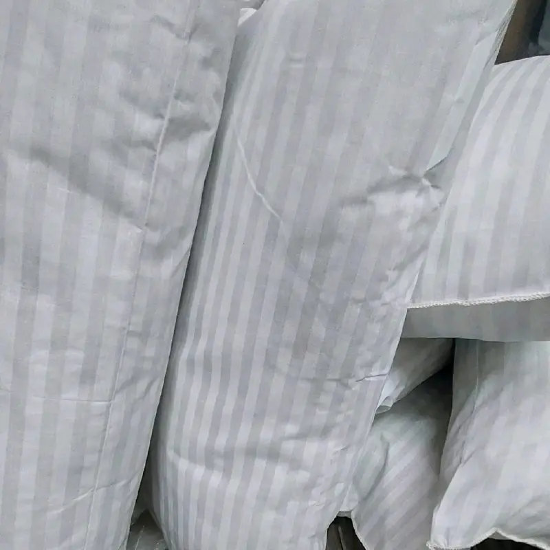 Extra Filled Hotel Pillows Egyptian Stripe Hollowfibre Filled Bounce Back Firm | Twin Pack 2