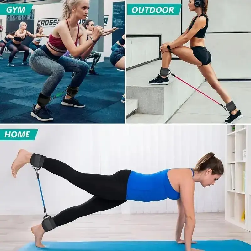 Sport Go Comfort Ankle Resistance Band, 5 Counts/set Leg & Hip Training Stretching Band, Muscle Training Fitness Equipment for Home Gym Workout, Gym Essentials, Training Psoas Muscle Tool 4