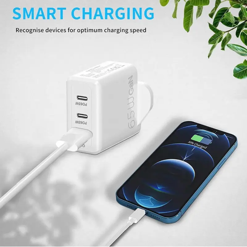 65W GaN Fast Quick Charger for Type-C Devices - UK Plug - Charging 4