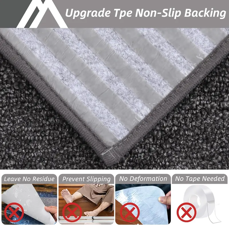 Edging Stair Treads Non-Slip 22 x 70cm(4PCS), Indoor Carpet Treads for Stairs, Stair Carpet Treads for Kids Elders and Dogs, Machine Washable, 100% Polyester, TPE Backing, Black 3