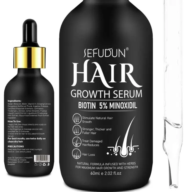~5% Minoxidil Hair Growth Serum, Hair Growth for Men and Women, Hair Regrowth Serum For Stronger Thicker Longer Hair Help, Natural Facial Hair Treatment for Grooming Thickening 4