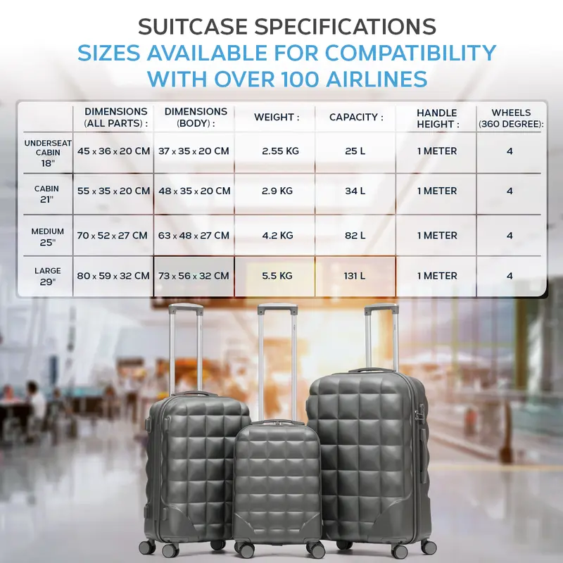 Flight Knight Hard Shell  Bubble Design ABS Check-in Medium & Large & Carry On Suitcases - Charcoal 1