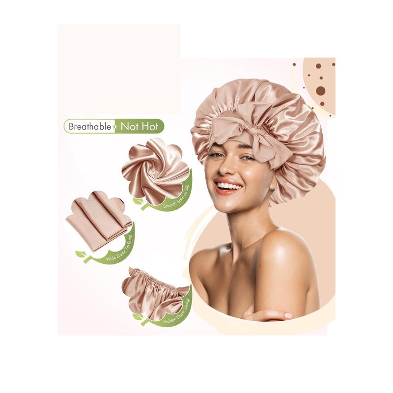 Sleeping Silk Head Cover with Tie Band Hair Wrap Silk Sleep Cap for Curly Long Braid Tresse Haircare 5