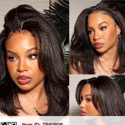 Yaki Straight Human Hair Wig - 180% Density - Glueless Frontal Wig - 10 Inch 1