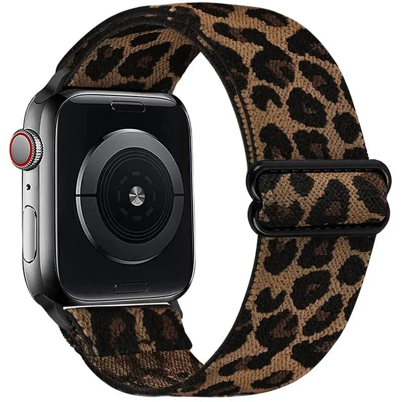 Trendy Leopard Print Smart Watch Band (Only Band), Adjustable Nylon Braided Replacement Watchband, Fashionable Wearable Accessories for Apple Watch Series 0