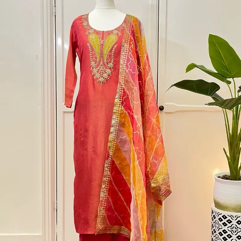Women's Tissue Shimmer Kurta Set - South Asian- Clothes - Comfort, Salwar, Womenswear