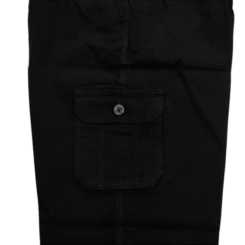 Mens 3/4 Cargo Shorts Elasticated Waist Modest Wear Three Quarter Below Knee Long Multi Pockets Pants. Plain Casual 6