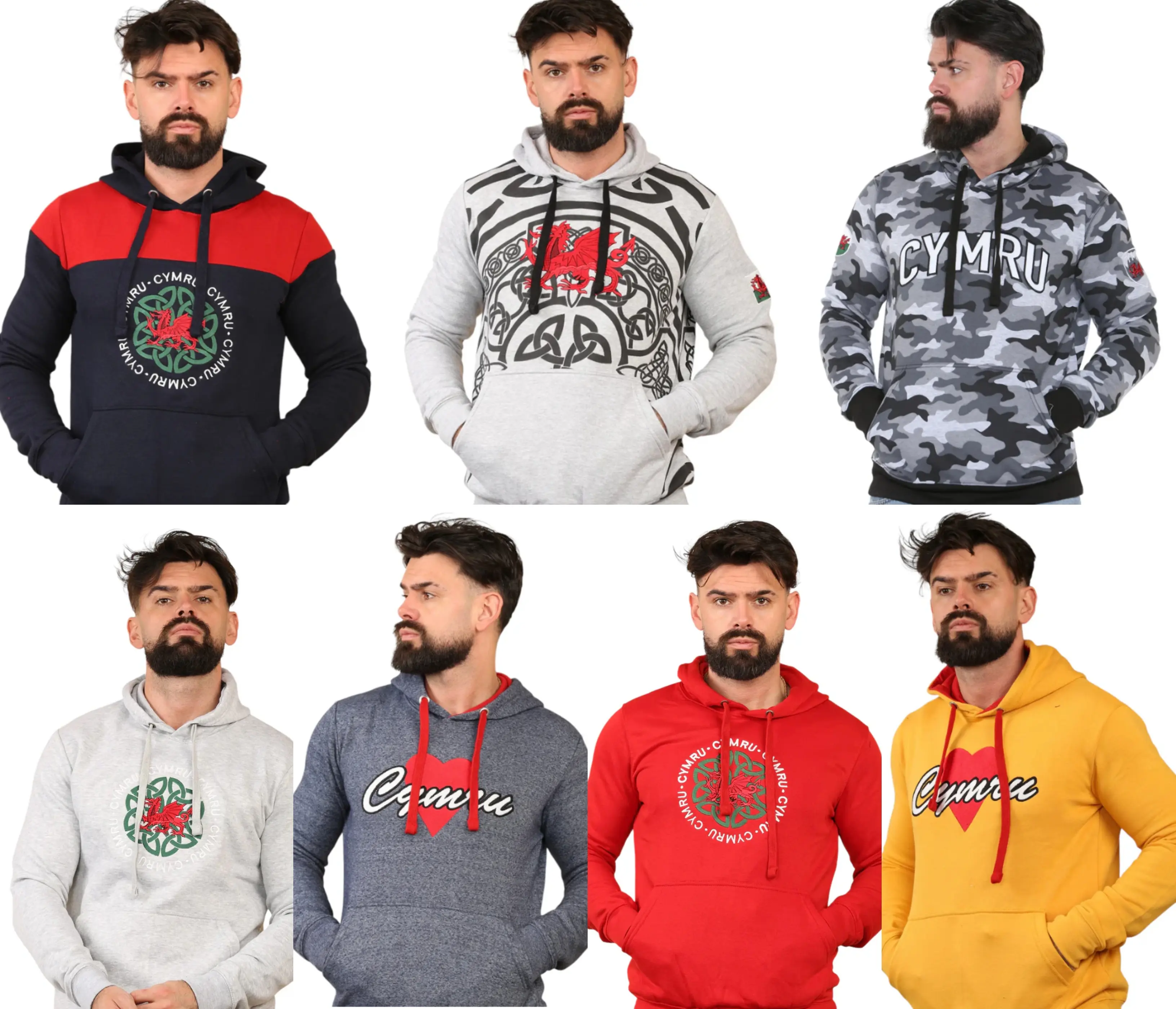 New Men's Wales Cymru Welsh Flag Welsh Dragon Drawstring Design Hoodies Sweatshirts Tops S-3XL - Menswear Pullover Long Sleeve